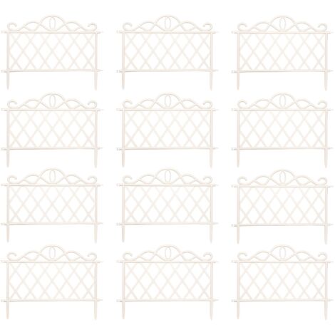 Pack of 12 27cm White Plastic Garden Patio Lawn Border Fence Edging