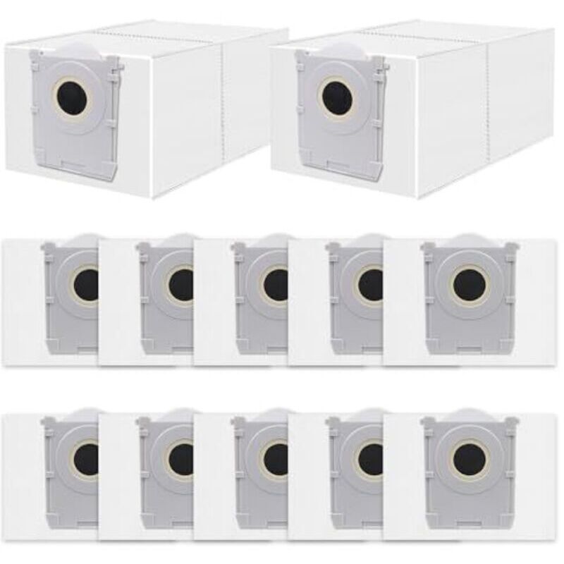 Pack of 12 Bags for Ecovacs Deebot X9 Pro/X8 Omni, T50/T50 Pro/T50 Max Omni, T30C Pro, T80 Omni Robot Vacuum Cleaner, Antibacterial Dust Bags,