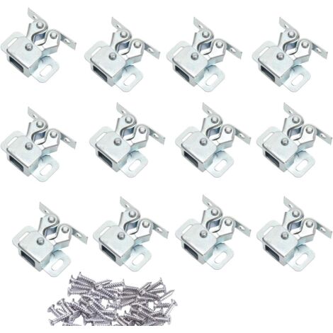 Pack of 12 Double Roller Cabinet Catches Latches for Doors Cupboards Drawers Wardrobe - Zinc Plated