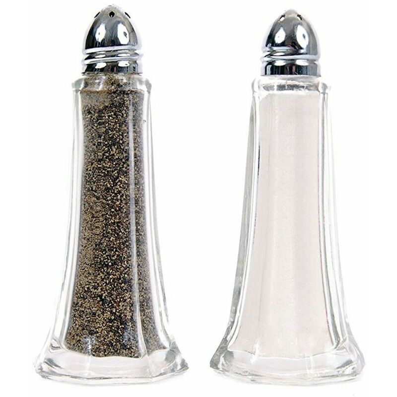 Image of Pack of 12 Pots Classic Style Glass Salt and Pepper Shakers Condiment Dispensers