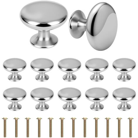 Pack Of 12 Round Door Knobs 30mm Zinc Alloy Drawer Handles For Cupboards Cabinets Kitchens