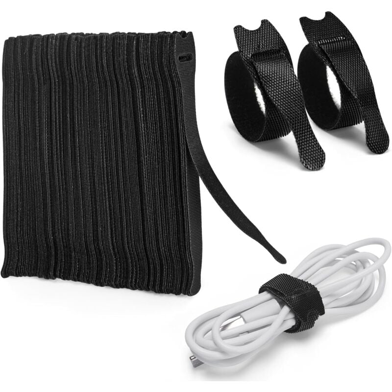 Pack of 120 Reusable Nylon Cable Ties, [150mm x 12mm] Adjustable Velcro Cable Ties, Cable Management for Office, Home, Garden and More - Black