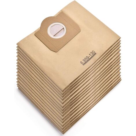 MEMKEY Pack of 15 vacuum cleaner bags for Karcher 6.959-130.0 WD3 WD3P MV3 replacement paper filter bags for wet and dry vacuum cleaners, bags for Karcher WD3 Premium accessories spare parts