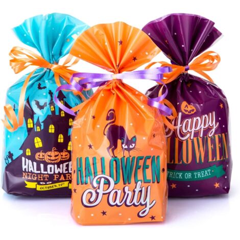 Pack of 150 Halloween Trick or Treat Candy Bags, Chocolate and Biscuit Gift Bags