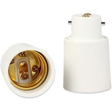 Pack of 2 B22 to E27 Socket Adapters - Converts Bayonet Bulb Bases to Screws.