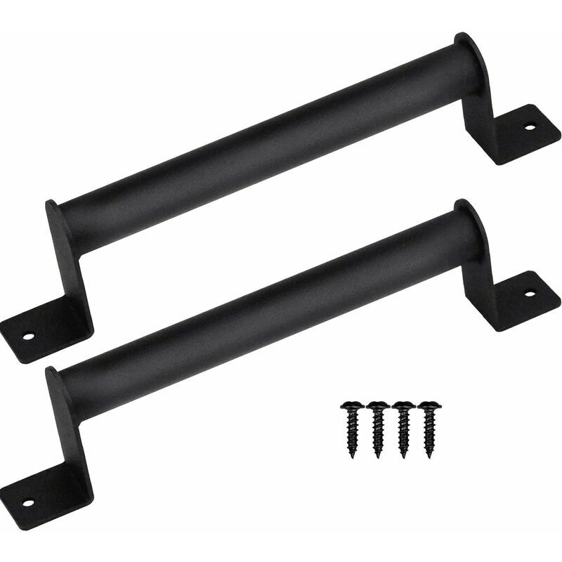 Hoopzi - Pack of 2 Barn Door Handle, with 4 Screws, Black Barn Door Handle for Sliding Barn Door Closet Wooden Gate