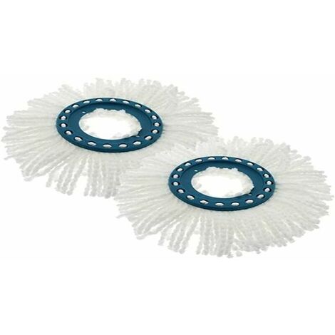Pack of 2 Clean Twist Disc Mop Replacement Heads Ideal for Tile & Stone Floors Water & Dirt Absorbing Microfiber Replacement Mops White