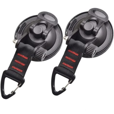 Pack of 2 heavy-duty car suction cups with hooks for securing side awnings, boats, tents, and marquees. YMYNY