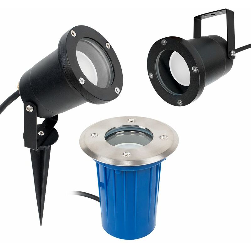 3 In 1 Ground / Wall / Spike Outdoor Light Black Finish Ip65 Rated - Single