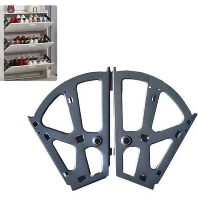 Pack of 2 Stainless Steel Shoe Cabinet Hinges with Folding Frame and Shoe Rack - Black