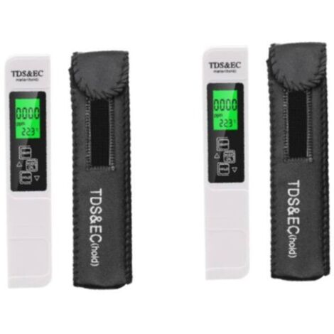 Pack of 2 TDS testers, 4 in 1 digital water quality tester, portable LCD tester with EC and temperature function for drinking water, swimming pool and aquarium.