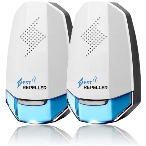 PERLE RARE Pack of 2 Ultrasonic Mouse Repeller Professional Ultrasonic - Mice, Cockroaches and Insect Repellent - Combined power 20 W