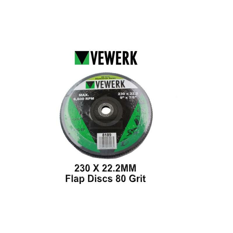 230 x 22.2MM Flap Discs 80 Grit Oxide - Pack Of 2 8189 - Vewerk