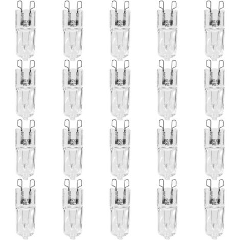 Pack of 20 G9 Halogen Bulbs, 25W Dimmable Clear Bulbs, Warm White 2800K for Chandeliers, Pendants, Landscape Lights