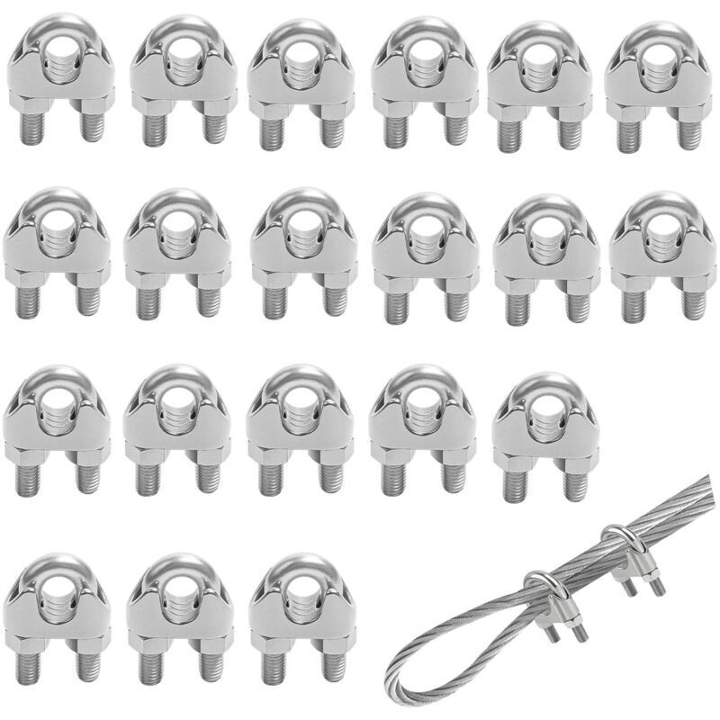Pack of 20 Steel Cable Ties, 5mm, 304 Stainless Steel, Rust-Resistant, Good Grip, for Cables Up to 5mm Diameter