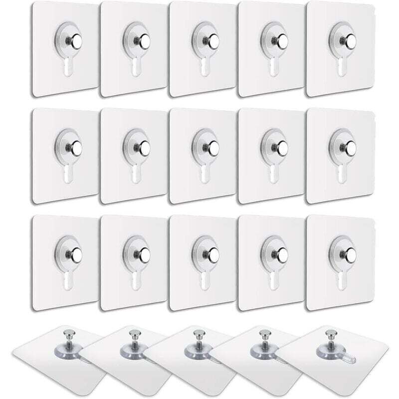 Pack of 20 transparent adhesive picture hooks – No drilling required – Waterproof and removable – Max load 2kg