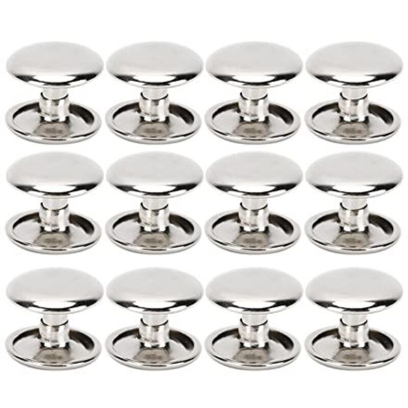 Pack of 200 double-headed metal tubular rivets for leather, repair, bags, belts, shoes, sewing, decoration, 12 x 10 mm (silver)