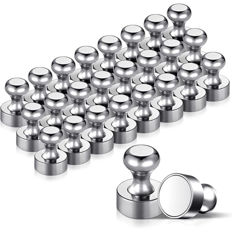 Memkey - Pack of 24 metal magnets, strong magnet, 12 x 16 mm - stainless steel magnets, refrigerator magnets for pin boards, refrigerators, etc.
