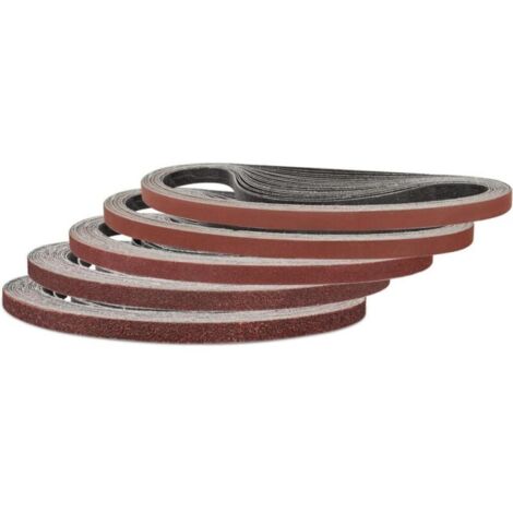 Pack of 25 sanding belts 9 x 533 mm, grain 60/80/120/240/400 for belt sander, ideal for wood and paint