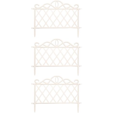 Pack of 3 27cm White Plastic Garden Patio Lawn Border Fence Edging