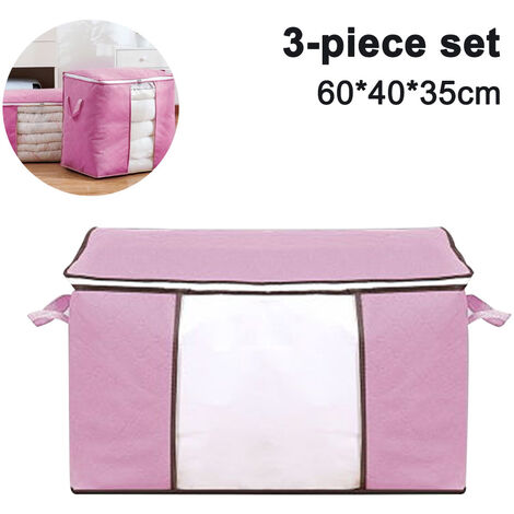 1pc Large Non-woven Fabric Clothes Storage Bag With Zipper For
