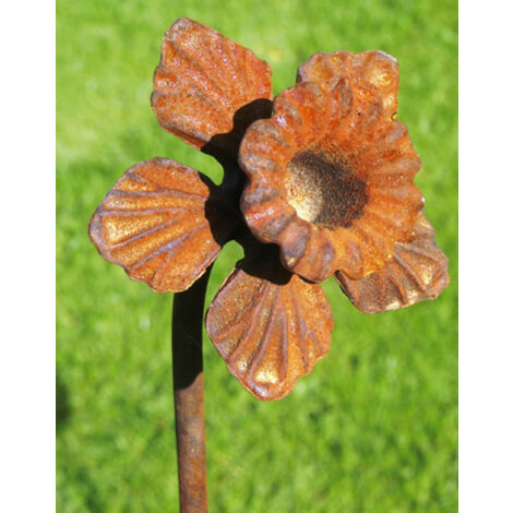 Pack of 3 Daffodil Feature Plant Pin 5Ft Bare Metal Ready to Rust. Steel Garden Plant Border Support - Steel - H154.2 cm