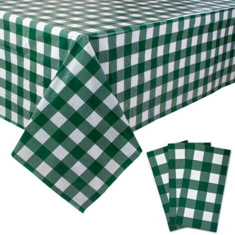 Pack of 3 Gingham Plastic Tablecloths Waterproof Rectangular for Parties Picnics