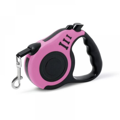 Pack of 3 m pink dog leash, pet leash, automatic retractable dog leash, portable dog leash, ergonomic non-slip handle YMYNY