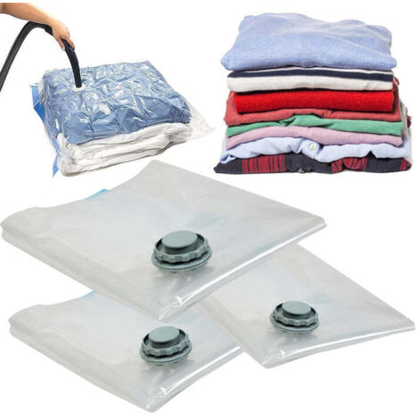 Pack of 3 Small (50cm x 70cm) Vacuum Compression Zipper Storage Bags With Airtight Valve