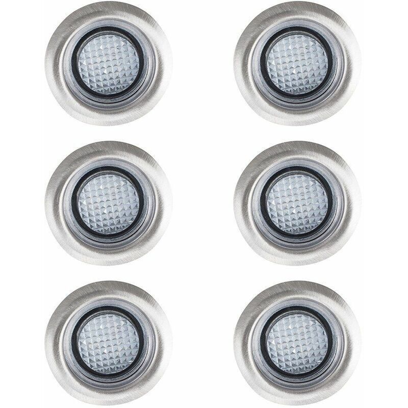 Minisun - White LED Round Garden Decking / Kitchen Plinth IP67 Rated Lights Kit - Pack of 6
