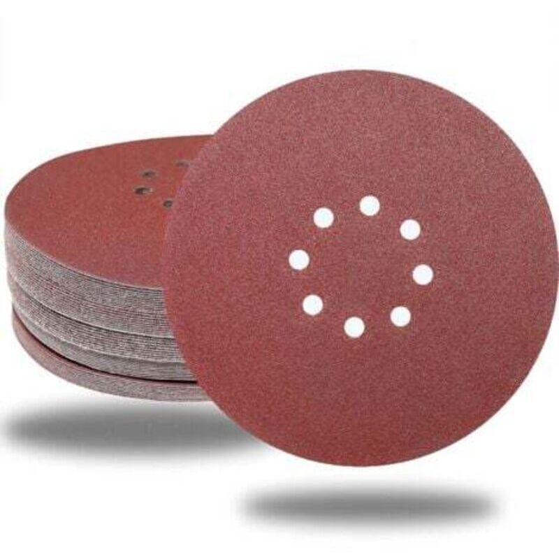 Pack of 30 8-hole, 22.5 cm, premium aluminum oxide sanding discs for drywall sanders (120 grit)