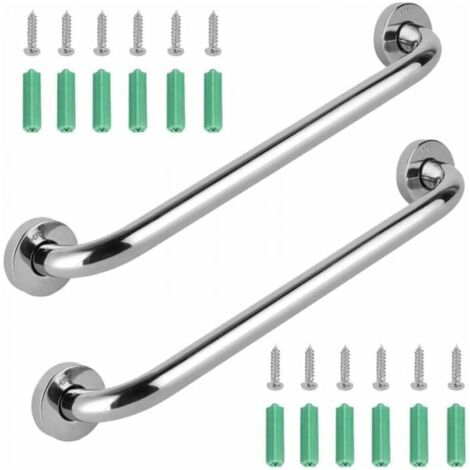 Pack of 30 cm stainless steel grab bars for the bathroom, stainless steel wall-mounted grab bars with a sturdy handle, safety grab bars for shower and toilet YMYNY