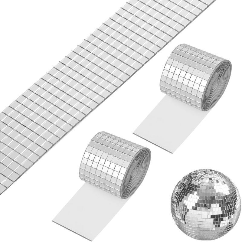Pack of 3200 self-adhesive mosaic tiles - 5 x 5 mm - For DIY mirror balls (2 rolls, silver)