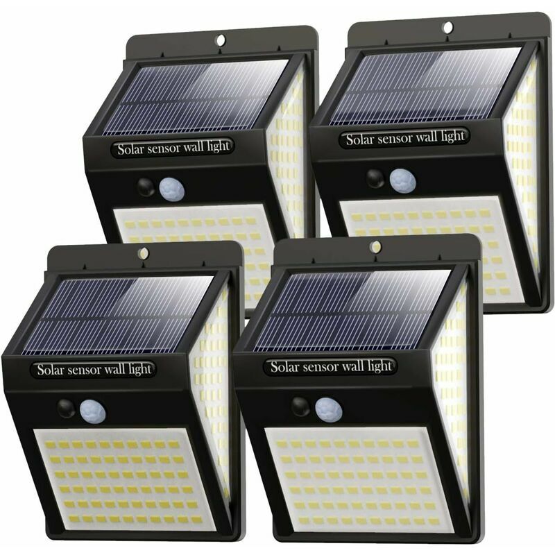 Pack of 4] 140 led outdoor solar safety light, solar motion sensor light 270º wide-angle waterproof solar durable wall light Garden fence gate 3