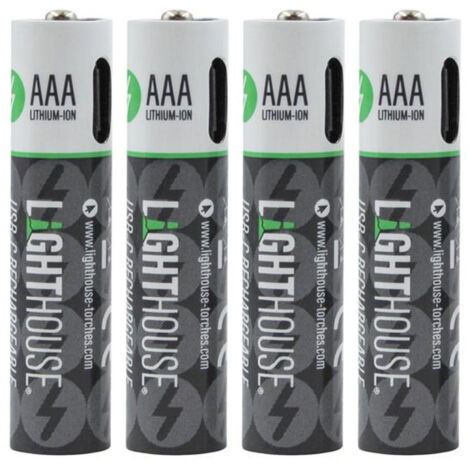Pack of 4 AAA USB-C Rechargeable Li-Ion Batteries