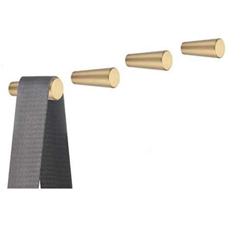 Pack of 4, Brushed Brass Wall Hooks, 40mm x 15mm, Gold Coat Towel Hooks for Bathroom, Robe Hooks, Coat Hangers Serv