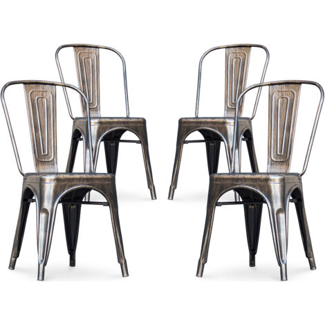Pack of 4 Dining Chairs - Industrial Design - New Edition - Stylix Metallic bronze