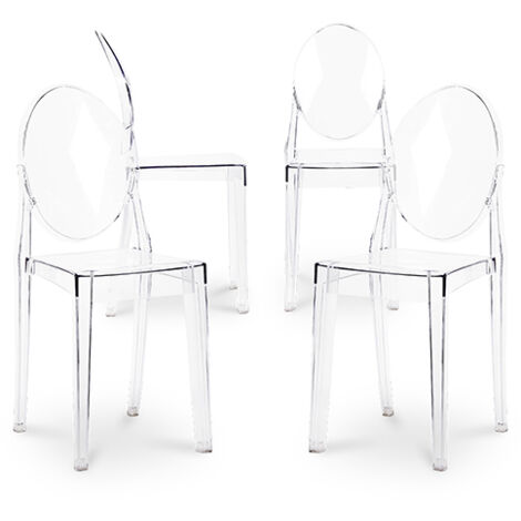 Pack of 4 Dining Chairs Transparent - Victoria Queen