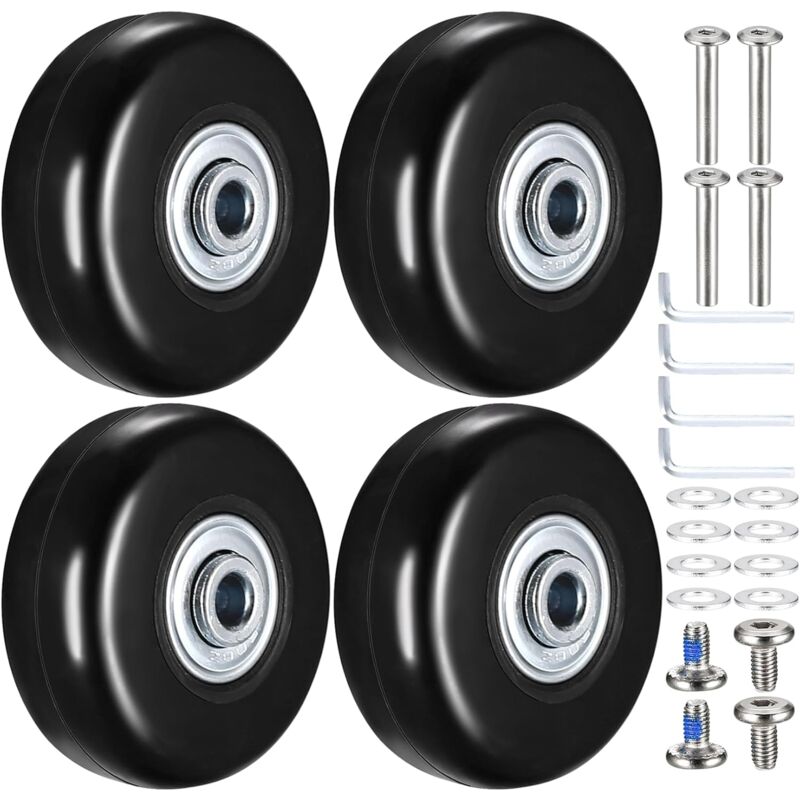 Pack of 4 replacement suitcase wheels, replacement wheels for suitcases, 50 x 18 mm replacement luggage wheels, rubber replacement trolley wheels for