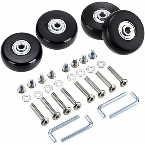 Pack of 4 rotating replacement rubber suitcase wheels, 45 x 18 mm