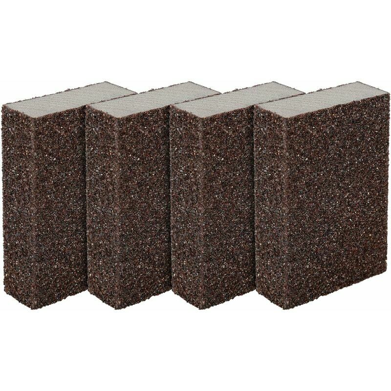 Hoopzi - Pack of 4 sponges / sanding blocks for wet and dry surfaces, coarse (grade 80 to 100) sanding