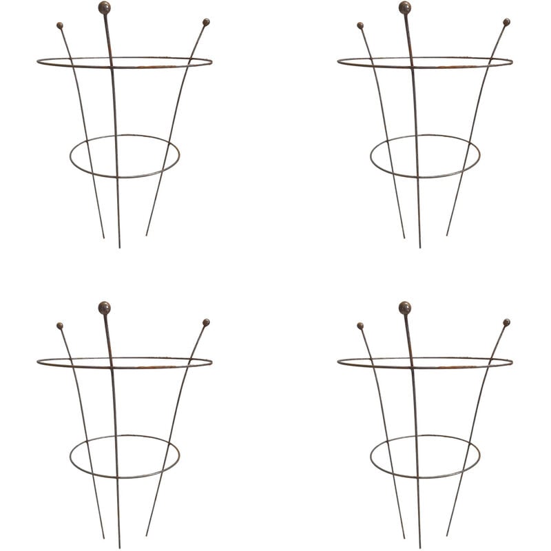 Pack of 4 Tom Chambers Herbaceous Bare Rusted Steel Garden Plant Support Medium 54cm x 40cm