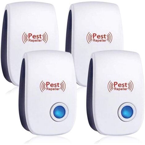 Pack of 4 ultrasonic mouse and rat repellents, ultrasonic rodent repellent, indoor electronic repellent against mice, mosquitoes, cockroaches, rats, ants and spiders FLITI