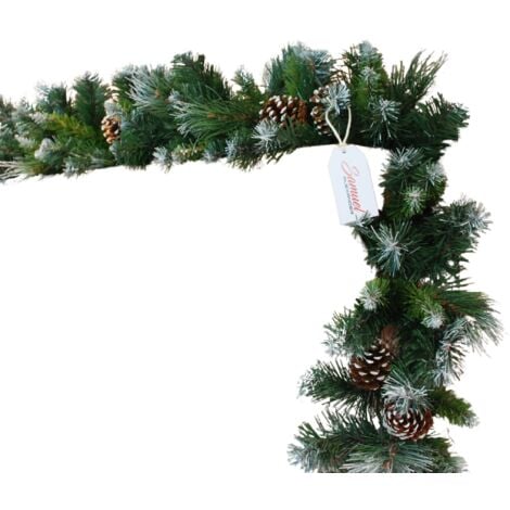 SAMUEL ALEXANDER Pack of 4 x 2.7m (9ft) x 20cm Canadian Pine Christmas Garland Plain Green