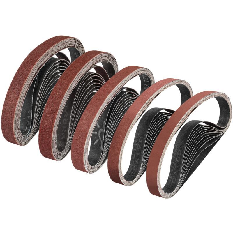 Pack of 5 20 x 520 mm sanding belts, 60/80/120/240/400 grit, for belt sanders, ideal for wood and paint (25 pieces)