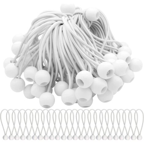 Pack of 50 Elastic Tensioner Elastic Cords with Balls Elastic Bungee Cords Elastic Balls for Marquees, Tents, Banners and Tarpaulins