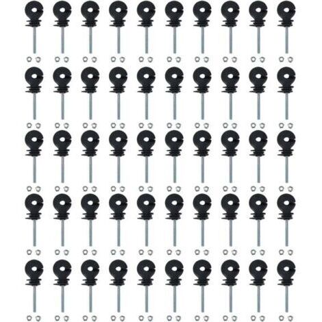Pack of 50 Electric Fence Insulators, Screw-in Electric Fence Insulators for Animal Farming, Grid System Accessories, Tetragon Tube, Round Tube, Angle Iron Tube