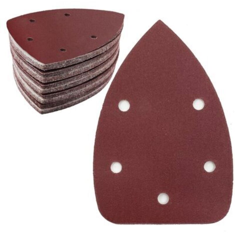 Pack of 50 triangular sandpaper sheets, grit 240, 5 holes, self-adhesive sandpaper, delta sanding paper for triangular sander 140 x 100 mm