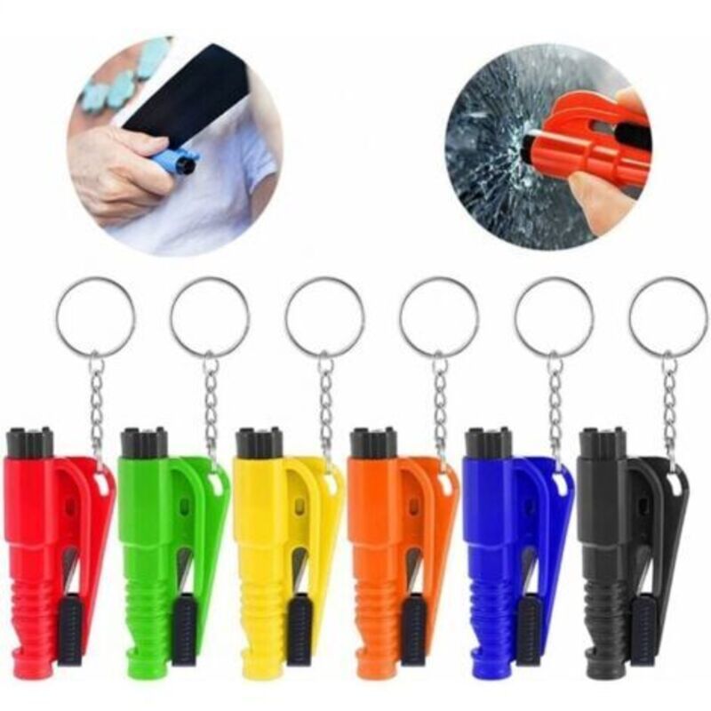 Pack of 6 3-in-1 Car Window Breaker Keychains, Multifunctional Life-Saving Tool, Emergency Tool with Window Breaker and Seatbelt Cutter, Safety Tool