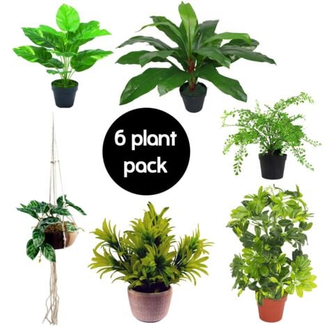 Pack of 6 Artificial Mixed Plants